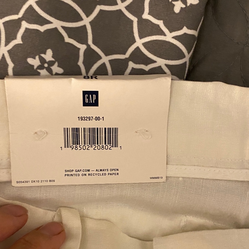GAP white Linen wide leg cuffed trousers - Picture 10 of 14